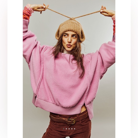 Free People Cozy Camden Sweatshirt Pink XS We the Free $98 Retail - Picture 6 of 10